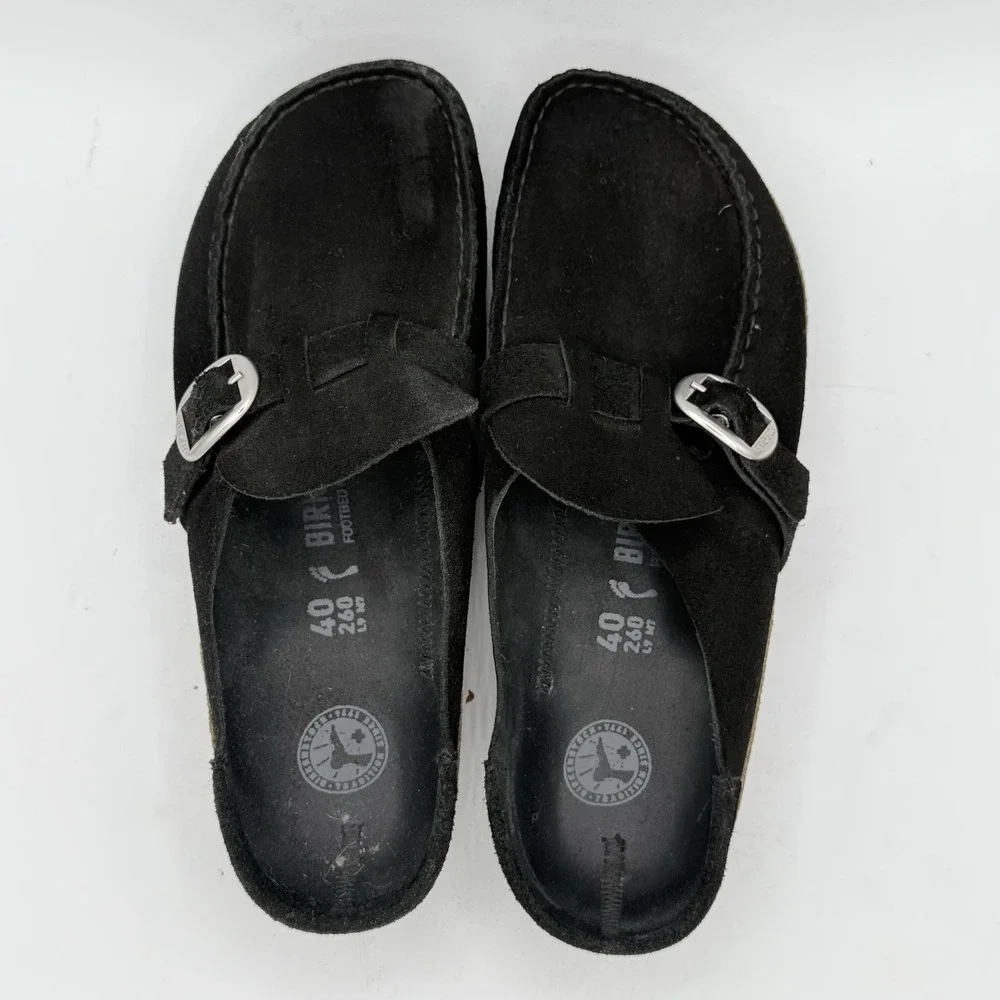 Birkenstock Buckley Clogs Size 40 (M7 L9) Suede Comfort Mules Black Slip On NWOB - Picture 4 of 7